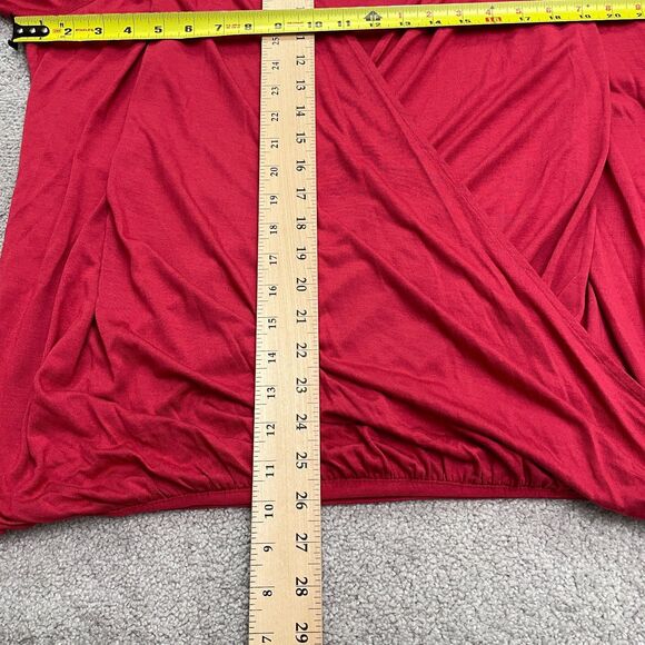 Talbots Wrap Tunic Blouse Womens XL Red Long Sleeve Rayon Blend Stretch Casual - Picture 7 of 10